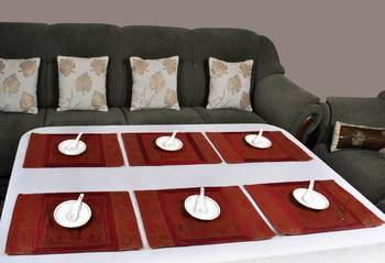 Lal Haveli Dining Table Mat Set of 6 Royal Wedding Decoration silk Placemats Set 12 X 18 inches 2