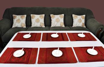 Lal Haveli Dining Table Mat Set of 6 Royal Wedding Decoration silk Placemats Set 12 X 18 inches 3