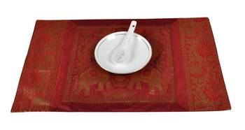 Lal Haveli Dining Table Mat Set of 6 Royal Wedding Decoration silk Placemats Set 12 X 18 inches 4
