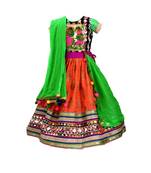 Orange embroidered cotton stitched lehenga