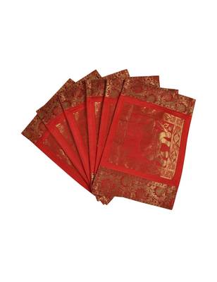 Lal Haveli Dining Table Mat Set of 6 Banarsi silk Fabric Kitchen Placemats 1