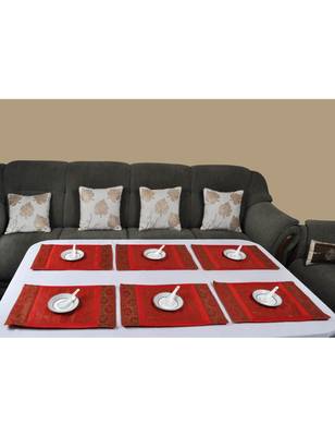 Lal Haveli Dining Table Mat Set of 6 Banarsi silk Fabric Kitchen Placemats 2