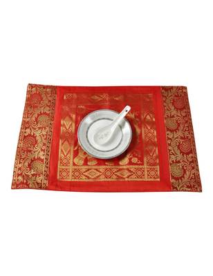 Lal Haveli Dining Table Mat Set of 6 Banarsi silk Fabric Kitchen Placemats 4
