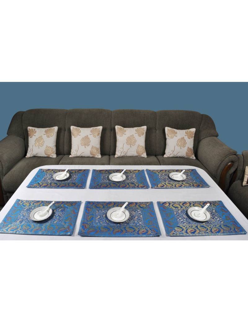 Lal Haveli silk Kitchen Placemats Set for Dining Table Banarsi silk