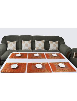 Lal Haveli Dining Table Mats 6 Pieces Banarsi silk Fabric Kitchen Placemats 18 X 12 inches 2