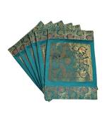 Lal Haveli silk Kitchen Placemats Set for Dining Table Banarsi silk Fabric Kitchen Mat Set of 6 Pieces
