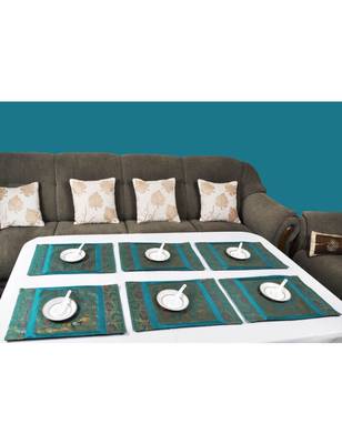 Lal Haveli silk Kitchen Placemats Set for Dining Table Banarsi silk Fabric Kitchen Mat Set of 6 Pieces 2