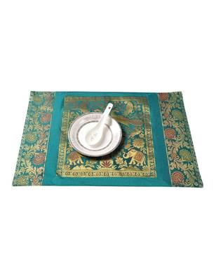 Lal Haveli silk Kitchen Placemats Set for Dining Table Banarsi silk Fabric Kitchen Mat Set of 6 Pieces 4
