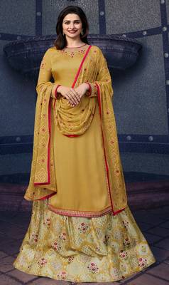 Mustard embroidered georgette salwar 1