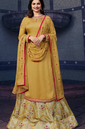 Mustard embroidered georgette salwar