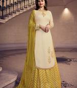 Cream embroidered georgette salwar