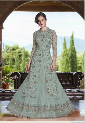 Light-sky-blue embroidered net salwar 1
