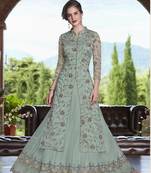 Light-sky-blue embroidered net salwar