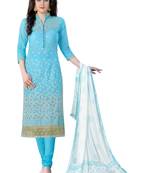 Blue Embroidered Cotton Salwar