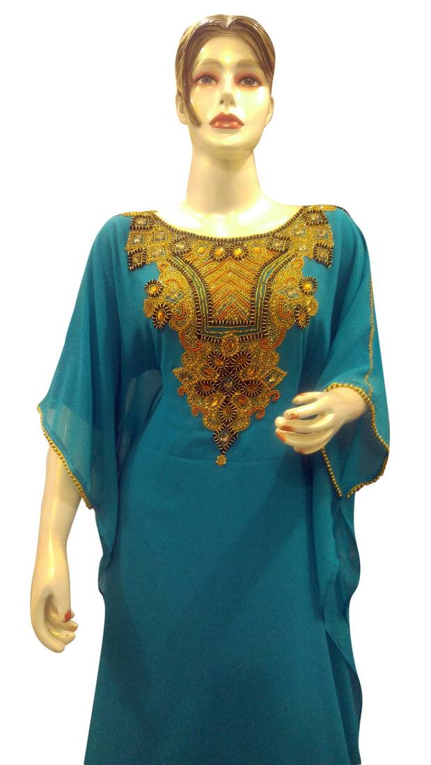 Royal Moroccan Beautiful Zari Work Jilbab Jalabiya Kaftan Dress