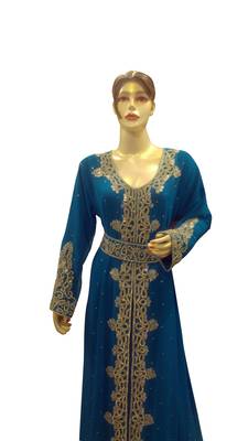 Royal Moroccan Beautiful Zari Work Jilbab Jalabiya Kaftan Dress 1