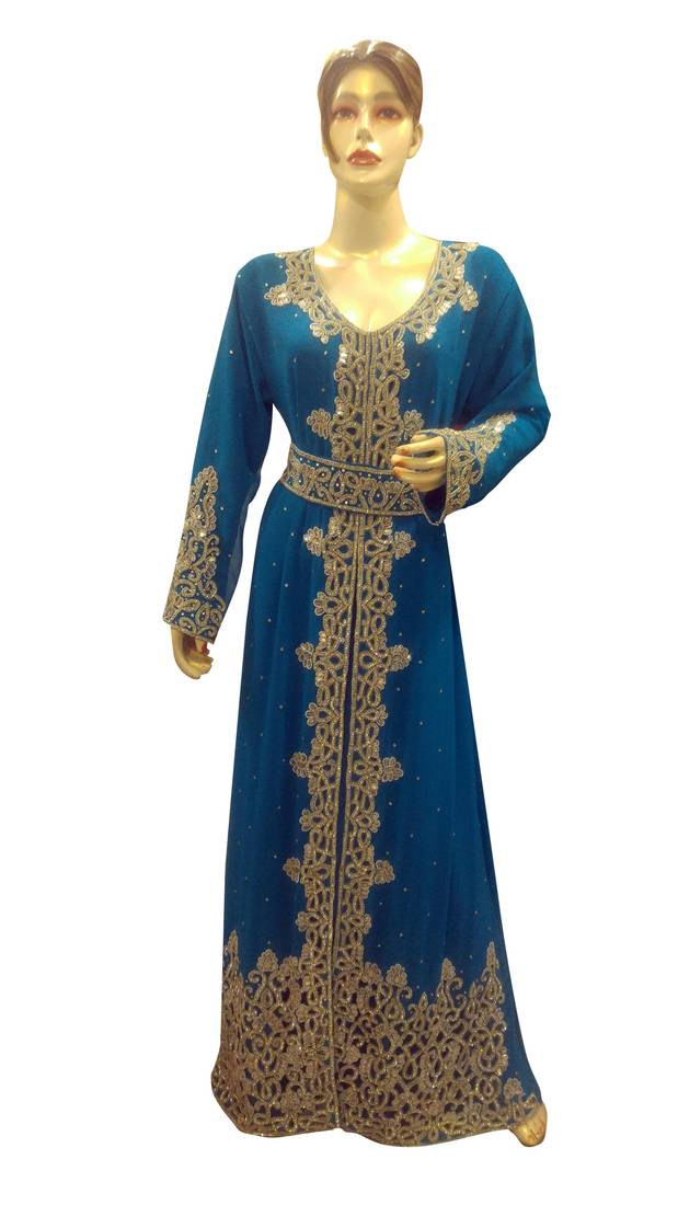 Royal Moroccan Beautiful Zari Work Jilbab Jalabiya Kaftan Dress