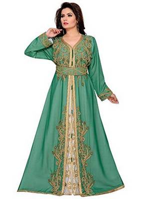 Royal Moroccan Beautiful Zari Work Jilbab Jalabiya Kaftan Dress 1