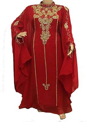 Royal Moroccan Beautiful Zari Work Jilbab Jalabiya Kaftan Dress 1
