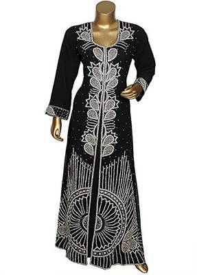 Royal Moroccan Beautiful Zari Work Jilbab Jalabiya Kaftan Dress 1