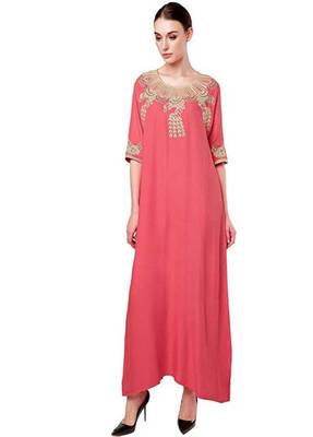 Royal Moroccan Beautiful Zari Work Jilbab Jalabiya Kaftan Dress 1