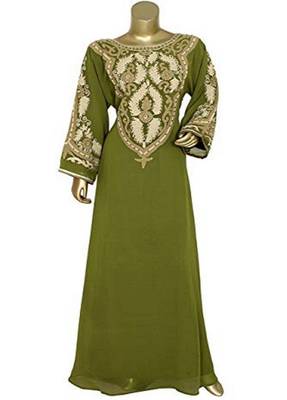 Royal Moroccan Beautiful Zari Work Jilbab Jalabiya Kaftan Dress 1