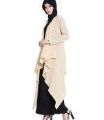 Full Sleeves Shrug And Abaya Combo-Fawn-Black