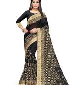 Black embroidered georgette saree with blouse