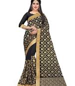 Black embroidered georgette saree with blouse