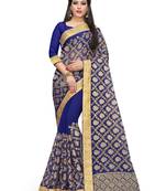 Royal blue embroidered georgette saree with blouse