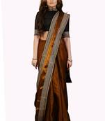 Golden Tissue embroidered border Party wear saree with Unstitch blouse