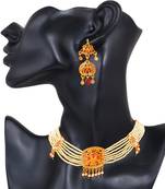 Alloy Beaded Wedding Necklace Set for Women Gold Plated