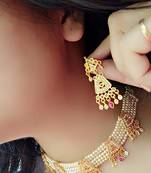 Alloy Beaded Wedding Necklace Set for Women Gold Plated