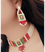 Alloy Beaded Wedding Necklace Set for Women Gold Plated