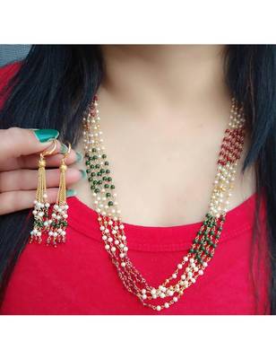 Alloy Beaded Wedding Necklace Set for Women Gold Plated 1