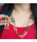 Alloy Beaded Wedding Necklace Set for Women Gold Plated