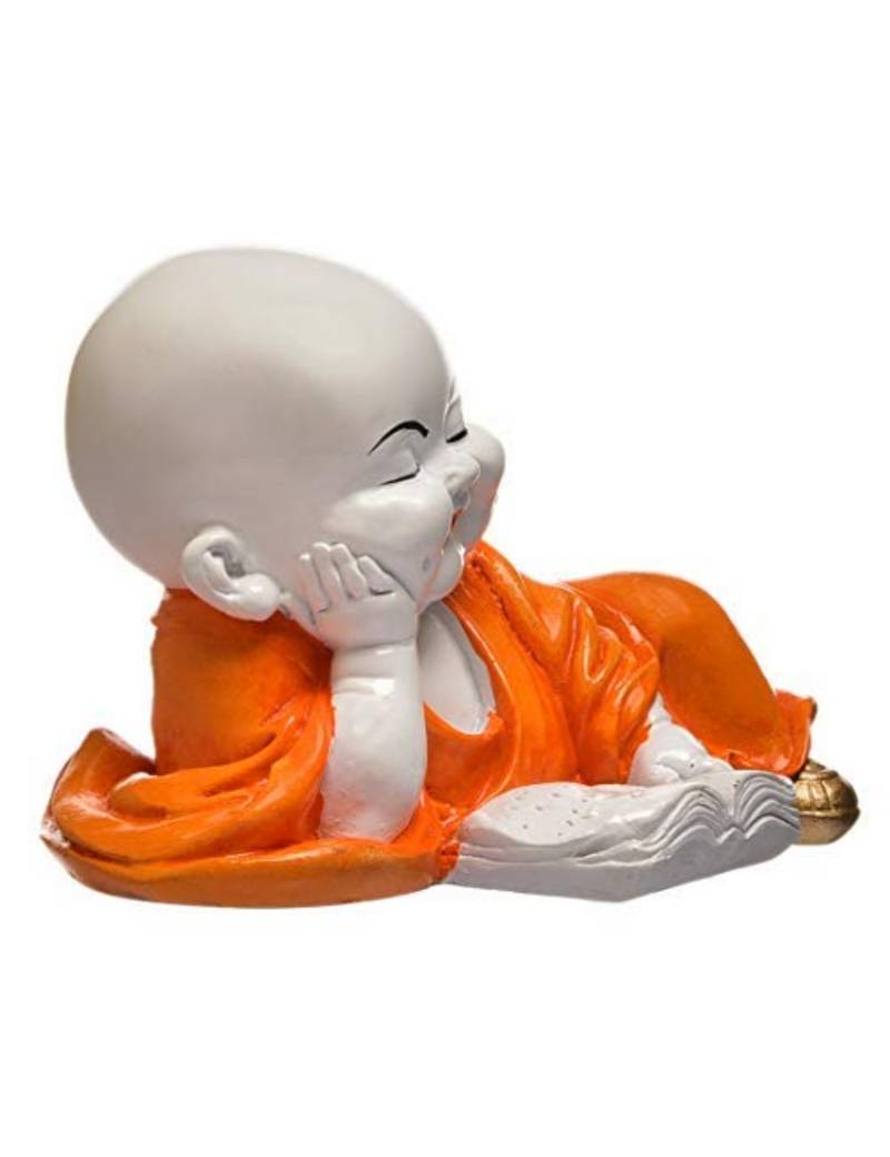 Karigaari India Polyresine Monks Buddha Reading Book Showpiece