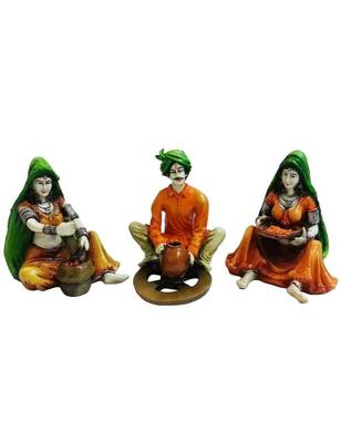 Karigaari India Polyresine Set of 3 Rajasthani Troupes Show Piece 1