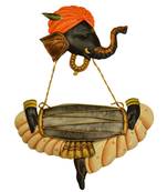 Karigaari India Wrought Iron Ganesha Playing Dholak Hanging