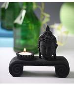Karigaari India Carving Buddha Tray with Candle Holder Showpiece