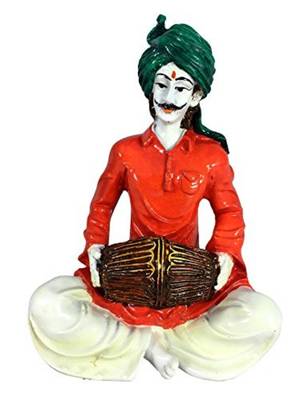 Karigaari India Rajasthani Man Playing Dholak Showpiece for 1