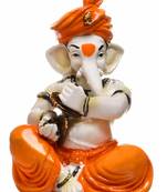 Karigaari India Handcrafted Ganesha Playing Manjeera Showpiece I Best Gifting Option (Size : 5 x 4 x 5 inches)