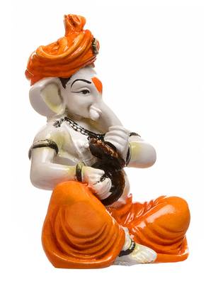 Karigaari India Handcrafted Ganesha Playing Manjeera Showpiece I Best Gifting Option (Size : 5 x 4 x 5 inches) 2