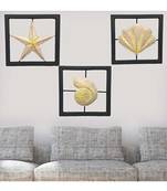 Karigaari India Wrought Iron Set of 3 Designer Wall Hanging Showpiece - Yellow & Pink