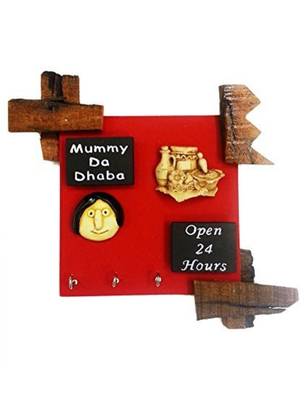 Karigaari Mummy Da Dhaba Wood Key Holder (21.59 cm x 20.6 cm x 3.61 cm) 1