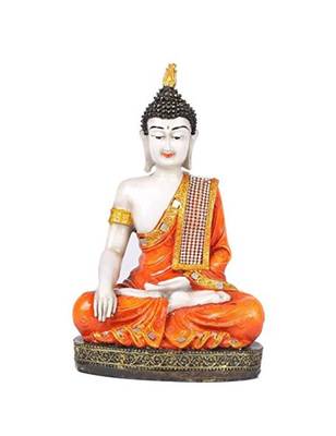 Karigaari India Meditating Buddha Showpiece - Orange Color 1