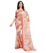 Peach bengal handloom linen saree with blouse