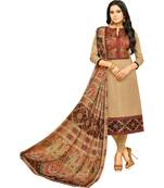 Beige & Multi Cotton Digital Printed Women's Salwar Suit