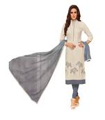 White Jacquard Cotton Women's Salwar Suit