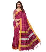 Magenta bengal handloom Linen saree with blouse